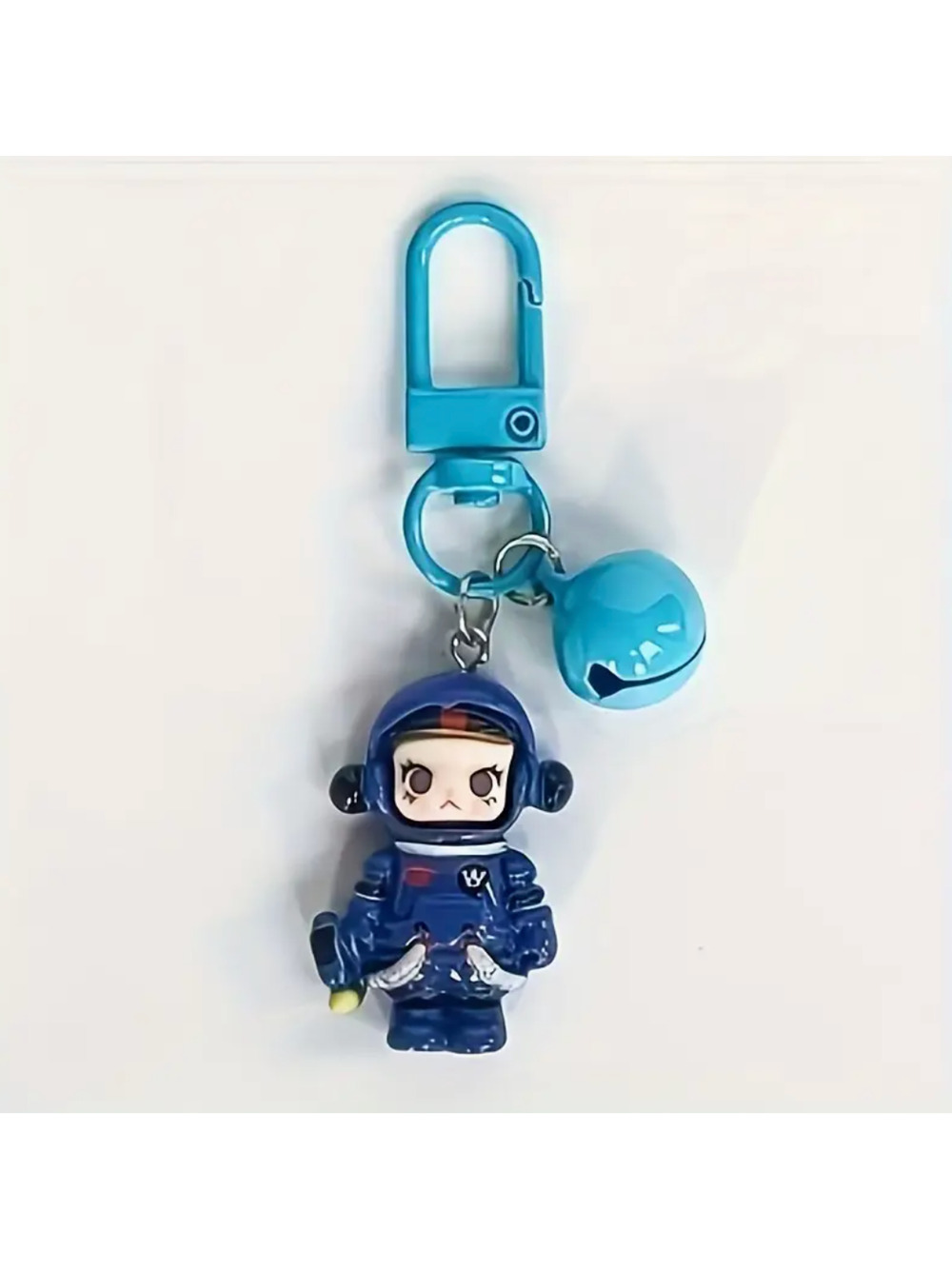 Skull Panda Phone Charm Keychain - Blue